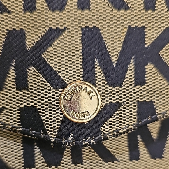 Michael Kors Navy and Gray MK Logo Tote with Front Flap Pocket - Picture 4 of 10